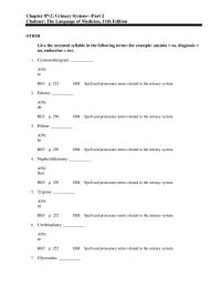 Dictionaries Chapter 7 Use Medical Terms Related The Urinary System