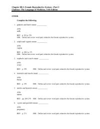 Dictionaries Chapter 8 Use Medical Terms Related The Female Reproductive