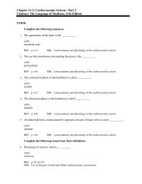 Dictionaries Chapter 11 Use Word Parts Build And Define Cardiovascular