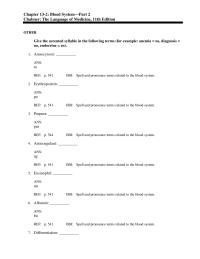 Dictionaries Chapter 13 Spell And Pronounce Terms Related The Blood