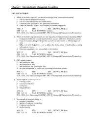 Management Chapter 1 All of the following are examples of operating