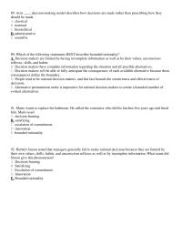 Management Chapter 9 An Decision making Model Describes How