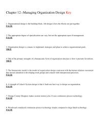 Management Chapter 12 Organization Refers The Manner Which