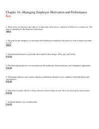 Management Chapter 16 According The Text Performance Basically Determined