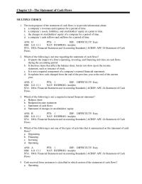 Management Chapter 13 Cash Received From Customers Was Exactly Equal