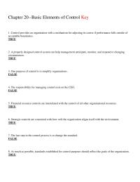 Management Chapter 20 The Basic Purpose Control Cope With