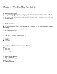 Economics Chapter 11 Value Maximization Means That Managers Make Decision