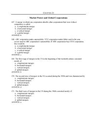Economics Chapter 21 Market Power And Global Corporations167 Merger