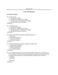 Economics Chapter 30 The optimal plant size in the long run is