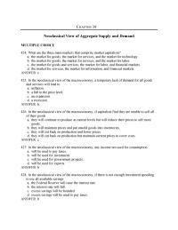 Economics Chapter 39 Neoclassical View Aggregate Supply And Demand multiple