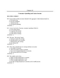 Economics Chapter 42 Consumer Spending And Labor Income multiple Choice 460