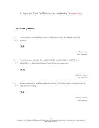 Management Chapter 1 While leadership involves both rational and emotional