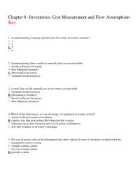 Accounting Chapter 8 1 Manufacturing Company Typically Has How Many Inventory