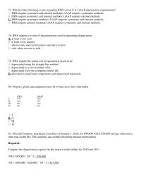 Accounting Chapter 11 A review of the parameters used in measuring depreciation