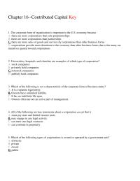 Accounting Chapter 16 The Corporate Form Organization Important The Us