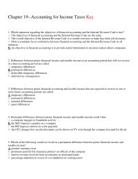 Accounting Chapter 19 Differences Between Pretax Financial Income And Taxable