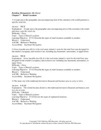 Management Chapter 7 A trade area is the geographic area encompassing