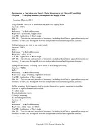 Management Chapter 11 The inventory that companies hold to protect&nbsp;