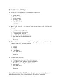 Finance Chapter 1 Assets that were generated or acquired during marriage