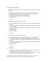 Finance Chapter 19 Please List Distinguishing Features Personal Financial