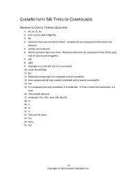 Chemical Engineering Chapter 5 Homework Molecular Compounds Are Composed