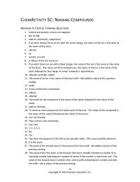 Chemical Engineering Chapter 5 Homework The Name The Compound The Name The