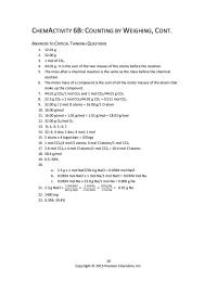 Chemical Engineering Chapter 6 Homework The mass after a chemical reaction is the same