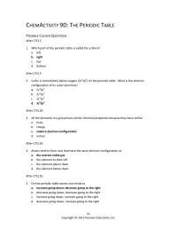 Chemical Engineering Chapter 9 Homework The Periodic Table Atomic