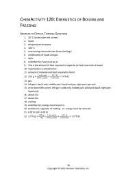 Chemical Engineering Chapter 12 Homework Energetics Boiling And Freezing Answers