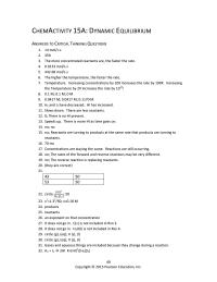 Chemical Engineering Chapter 15 Homework Concentrations are staying the same