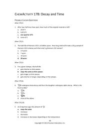 Chemical Engineering Chapter 17 Homework For a given isotope, the half-life