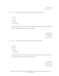 Investments & Securities Chapter 2 The Index Represents The Performance