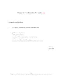 Investments & Securities Chapter 3 The Trading Stock That Was Previously Issued