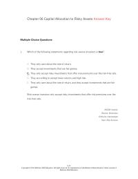 Investments & Securities Chapter 6 Which of the following statements regarding risk