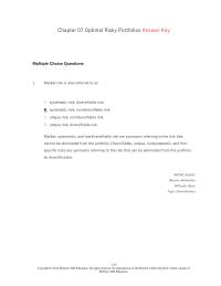 Investments & Securities Chapter 7 The capital allocation line provided by a risk
