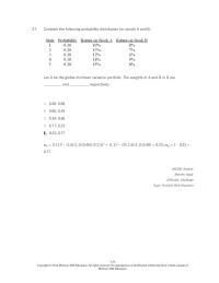 Investments & Securities Chapter 7 Consider The Following Probability Distribution For