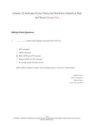 Investments & Securities Chapter 10 What The Risk premium Factor If no Arbitrage&nbsp;