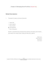 Investments & Securities Chapter 16 Cannot Tell From The Information Given duration And