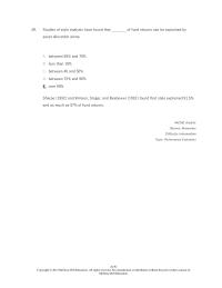 Investments & Securities Chapter 24 Studies Style Analysis Have Found That