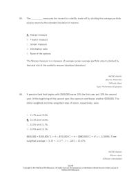 Investments & Securities Chapter 24 The Measures The Reward Volatility
