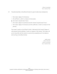 Investments & Securities Chapter 28 The Optimal Portfolio The Efficient Frontier