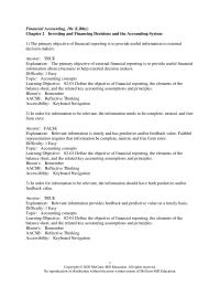 Accounting Chapter 2 The primary objective of financial reporting is to&nbsp;