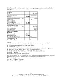 Accounting Chapter 5 Complete the following balance sheet by entering&nbsp;