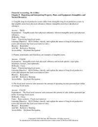 Accounting Chapter 8 Tangible long-lived productive assets differ