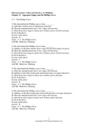 Economics Chapter 11 In the 1960s, the Phillips curve was