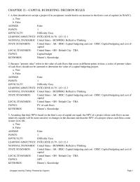 Finance Chapter 12 Correct a One Defect The Irr Method Versus