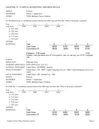 Finance Chapter 12 Worthington Inc. is considering a project that has