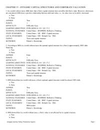 Finance Chapter 17 MM show that a firm’s capital structure does not
