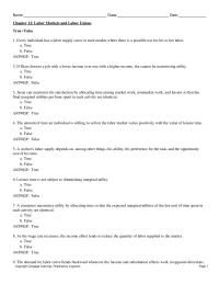 Economics Chapter 12 Every individual has a labor supply curve