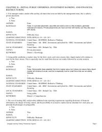 Finance Chapter 18 If its managers make a tender offer